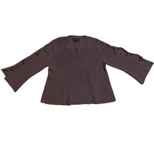 ⭐️ Charlie Paige brown 3/4 sleeve crew neck arm cutouts sweater- S/M